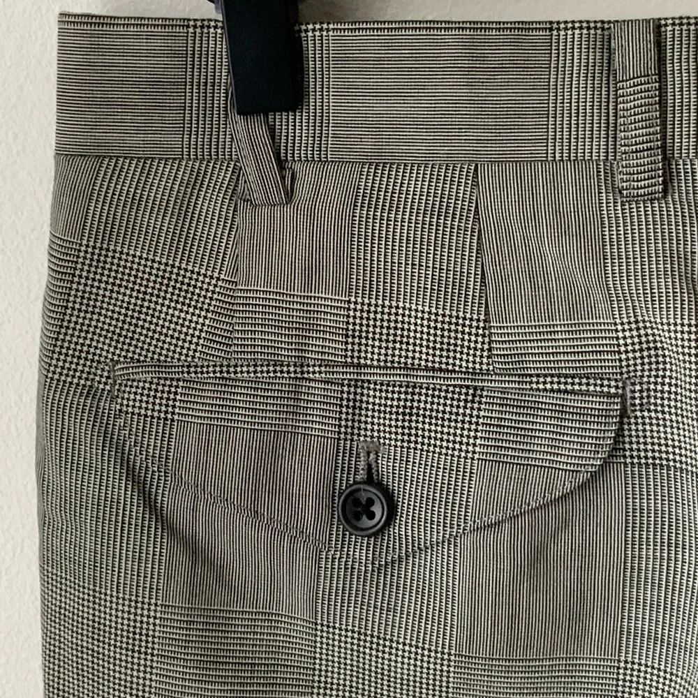 BURBERRYS’ Plaid Trousers Vintage Houndstooth High Waisted Black White Small - Picture 12 of 14